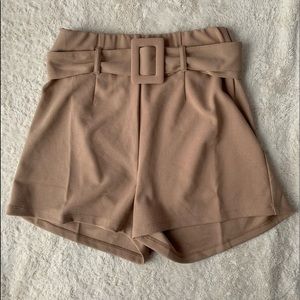 Taupe Belted Shorts
